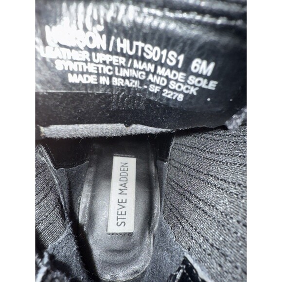 Steve Madden Hutson Leather Ankle Booties Black Pointed Toe Block Heel Women 6 - Picture 9 of 13